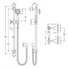 Lillian Lever Rail Shower Set With Ceramic White Handle